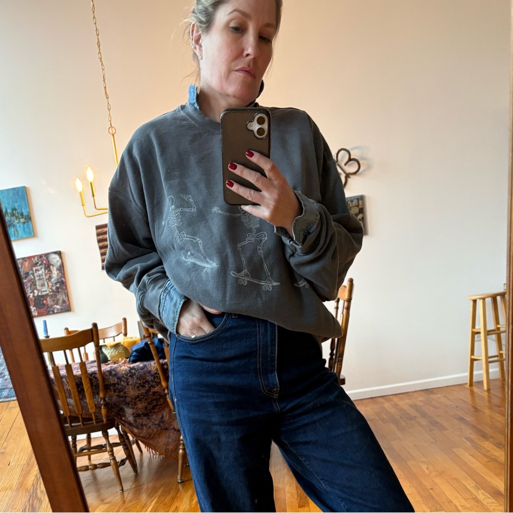 UO Gray Graphic Skeleton Sweatshirt